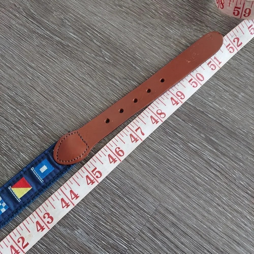Vintage Nautical Themed Men's Belt with Solid Brass Sailboat Buckle 52